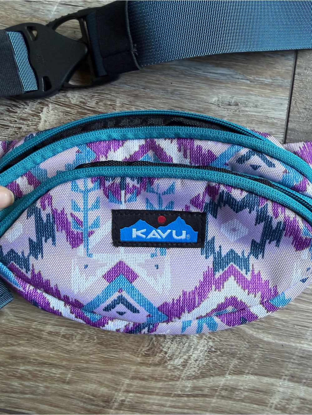 Kavu Purple Aztec Mini Waist Bag with Teal Trim